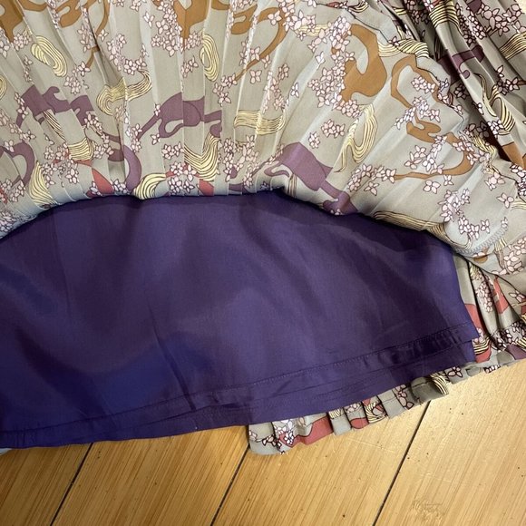 original penguin by munsingwear pleated gray floral silk skirt nwt Mrsp $250 10 - Picture 9 of 11